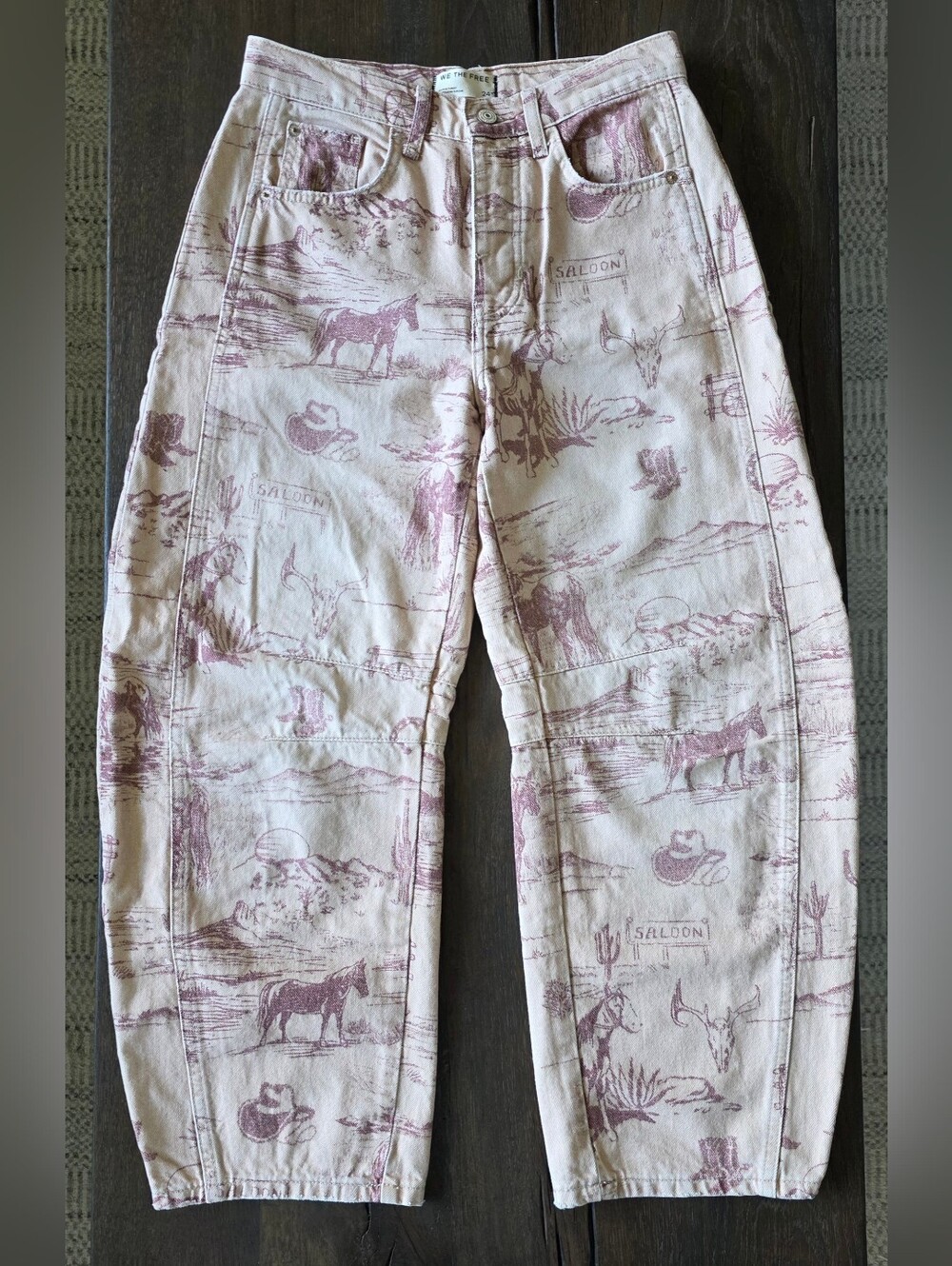 RARE! NWOT We The Free Good Luck Barrel Jeans Western Theme Size 24